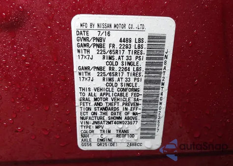 2016 Nissan Rogue S z USA, uszkodzony, nr VIN JN8AT2MT4GW023577